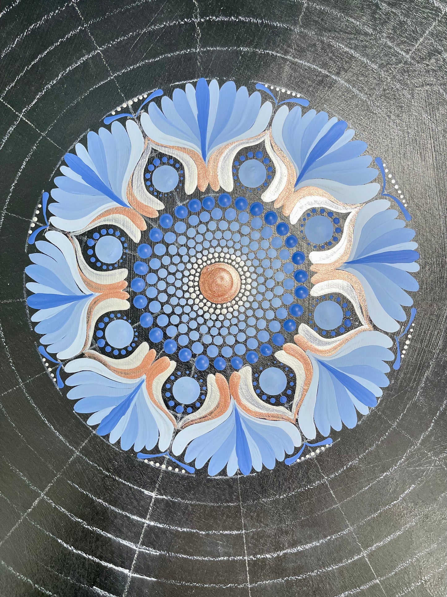 36in Round Blue-Colored Mandala Wall Hanging