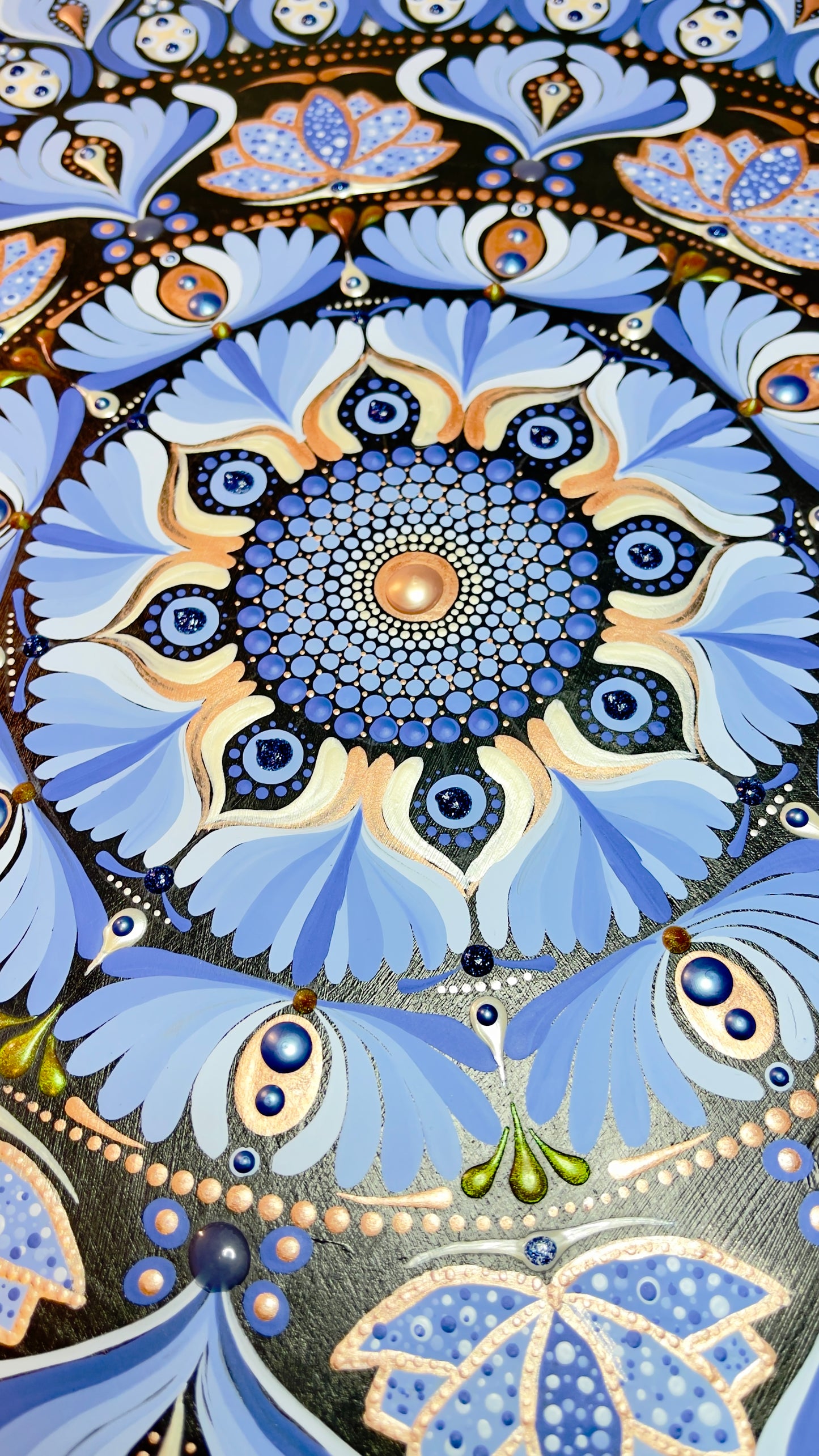 36in Round Blue-Colored Mandala Wall Hanging