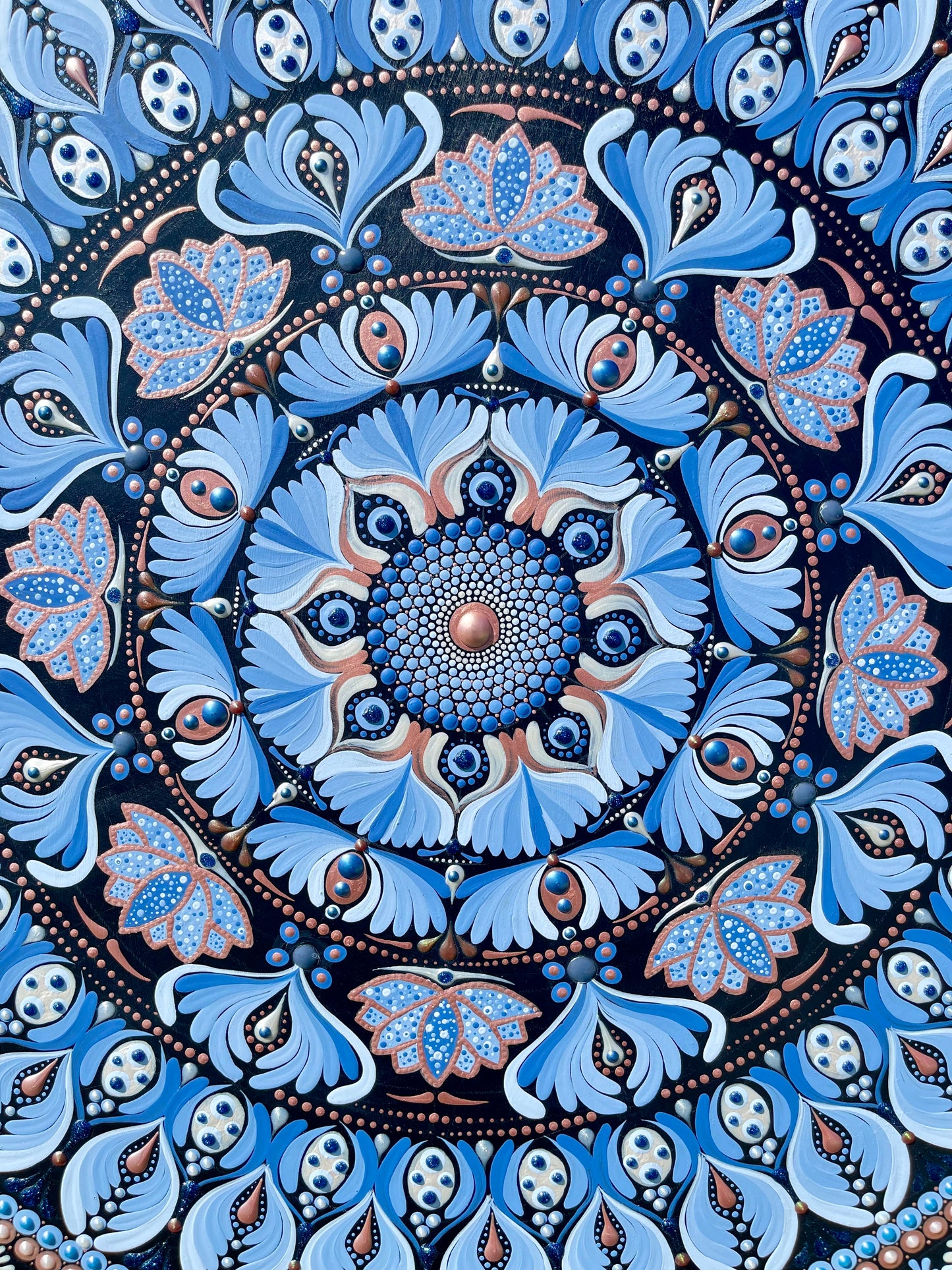 36in Round Blue-Colored Mandala Wall Hanging