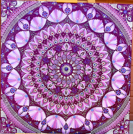 30in Square Purple Ombré Mandala Wall Hanging