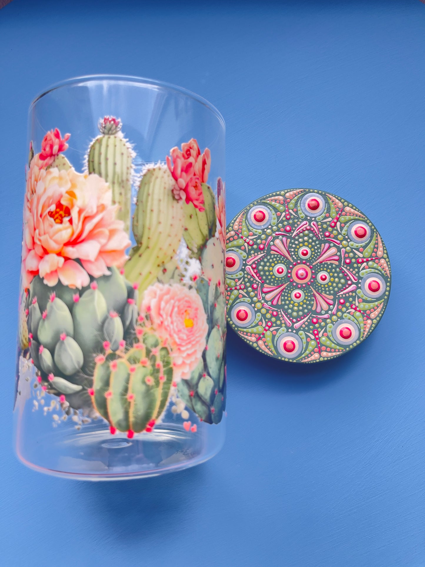 Large Cactus Floral Stash Jar