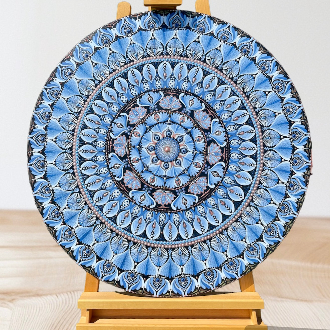 36in Round Blue-Colored Mandala Wall Hanging